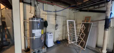 Electric Hot Water Heater located in basement