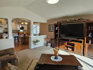 Living room looking into formal dining room