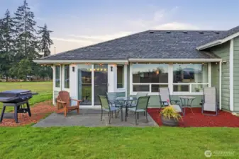 The outdoors are easy to enjoy with this patio and relaxing space.
