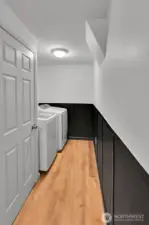 Huge laundry room with extra storage space!