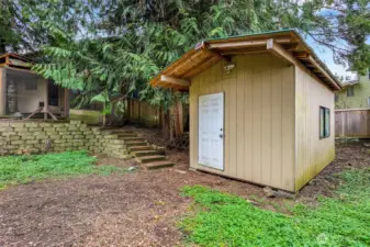 Outdoor shed for storage.