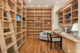 Quiet Reflection: Sophisticated reading room for study or a private library retreat, that also has lake views!