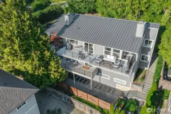 Upper level deck looking out towards Lake Washington