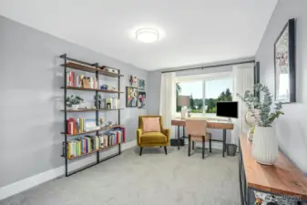 Fourth bedroom staged as office