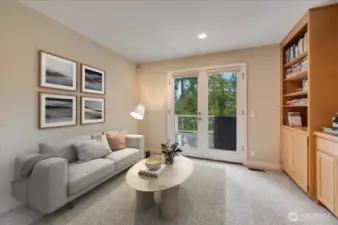 Main floor home office/den with built ins