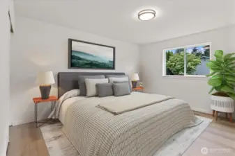 Primary bedroom, virtually staged