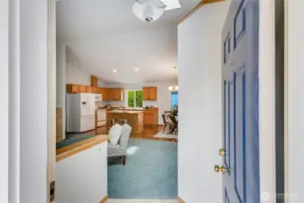 Enter to find delightful vaulted ceilings.