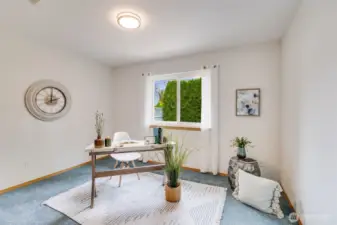 The third bedroom looks out towards the backyard.