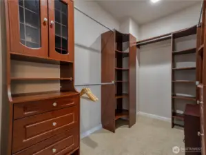 You'll love the primary bedroom's built-in closet system and the organization it brings!
