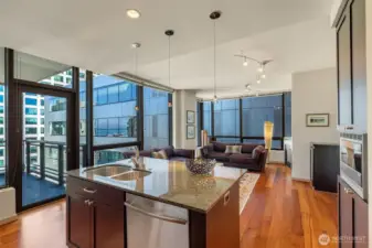 Beautiful hardwood floors are pristine and the condo lives like brand new.