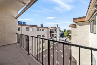 View from deck to common patio space