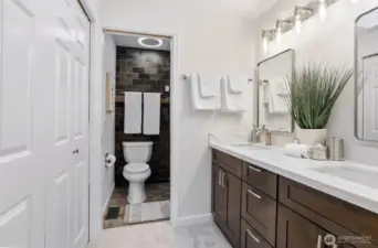 Primary bathroom has been recently remodeled.