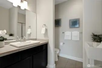 Downstairs guest bath with shower.