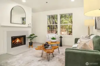 Super private windows overlooking greenbelt.