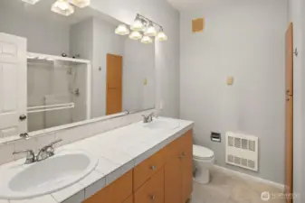 Large master bathroom.
