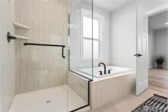 Lovely, tiled shower and floors.