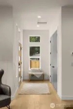 Front entry. Do you know why TrendHomes build mega size front closets? Fun fact each Seattleite has a average of 19 jackets.