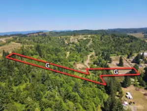 Overhead view with approximate boundaries in red.