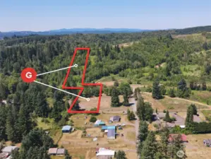 Overhead view with approximate boundaries in red.