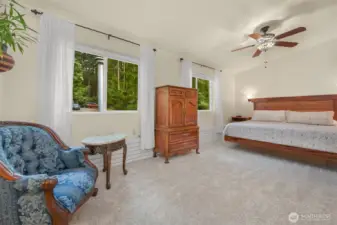 Primary bedroom with school house radiators