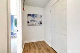 Entry with plenty of room for a coat rack and bench