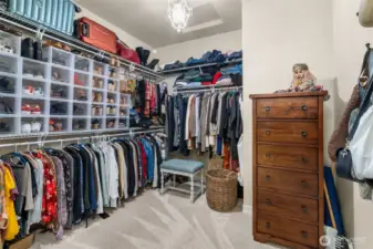 Dual walk-in closets to store everything away.