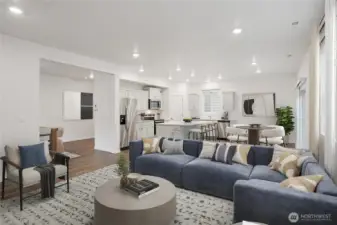 Large open great room. Photo is representational. Actual home is under construction. Colors, materials, and features may vary. See site agent for details.