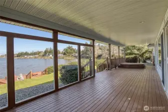 Large Covered Back Deck with Wind Blocks
