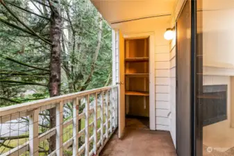 Private deck showing storage closet