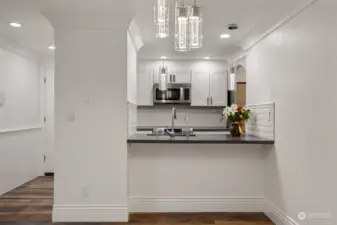 Kitchen view from Living/Dining area