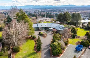 Circular Driveway with RV and extra parking.