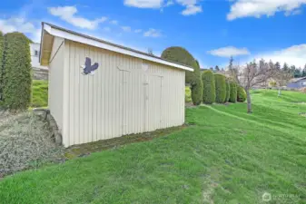 Interior of garden shed.