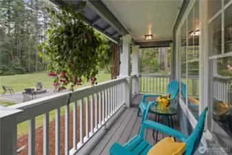 Relax on the covered deck overlooking the wildlife