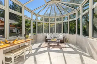 Perfect for gardening and/or enjoy a glass of wine while stargazing through the glass panes above.