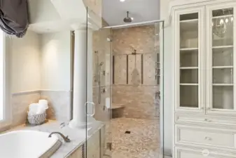 I think I counted over 10 shower heads in this extra large shower room.