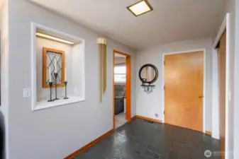 Slate floor entry with art niche