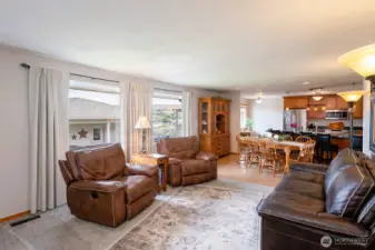 All open and airy from living room to dining to kitchen