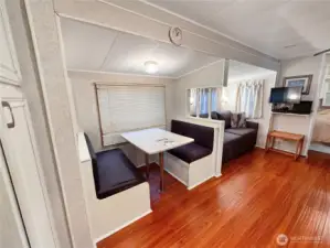 Dinette and couch with new covers.