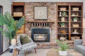 Cozy gas fire place.