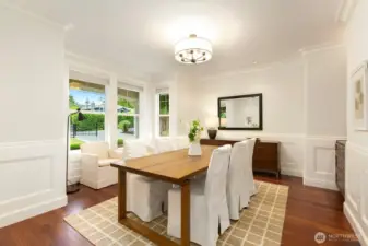 To the left of the entry, you'll find the formal dining space.