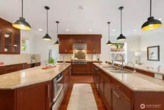 The pendants are restaurant-style and compliment the space perfectly!
