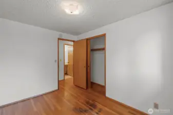 Main level bedroom with original hardwood floors
