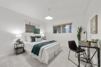 Two roomy bedrooms with abundant closet space and new carpet provide comfort and style throughout.