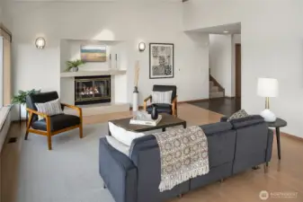Great living room with gas fireplace.