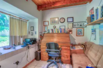 Office just off the living room. Notice the wall thickness.