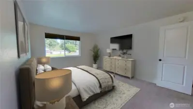 1 of 2 bedrooms. Virtually staged.