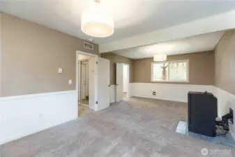 Large Family room downstairs with 3/4 bathroom