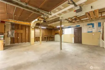 view from workshop area of garage