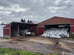 Covered commodity bins and bunker area.