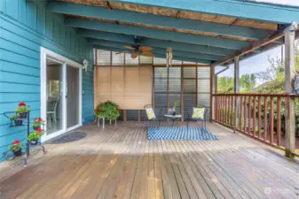 Half of the large deck is covered so you can enjoy the outdoors even when mother nature offers a northwest special.